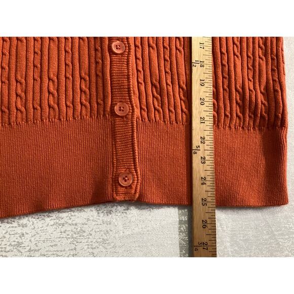 Cabela's cable-knit cardigan orange size M - Picture 7 of 8